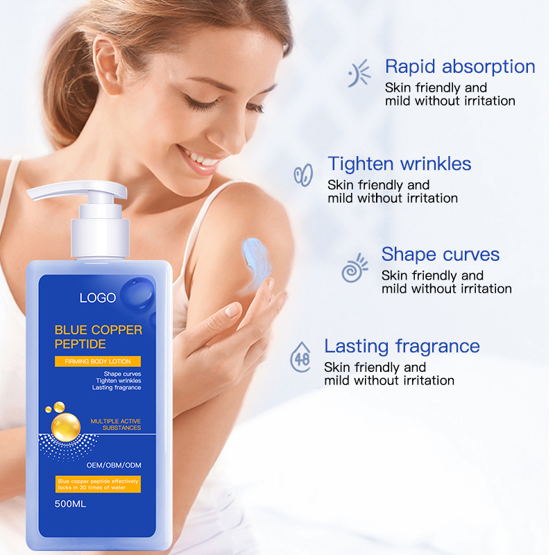 OEM Customize Small Quantity Perfume Blue Copper Peptide Firming Body Lotion 500ml