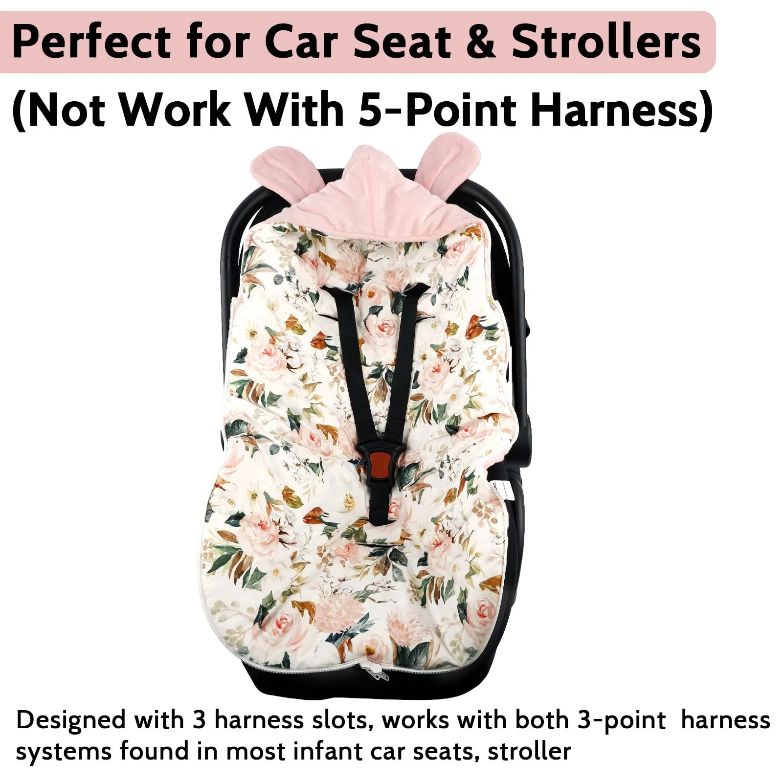Durable Infant Car Seat Cover Designed with 3 Harness Slots Bunting Bag