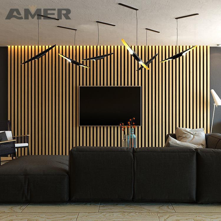 Amer Factory Price OEM 2400*600mm Acoustic Wooden Wall Panels Soundproof