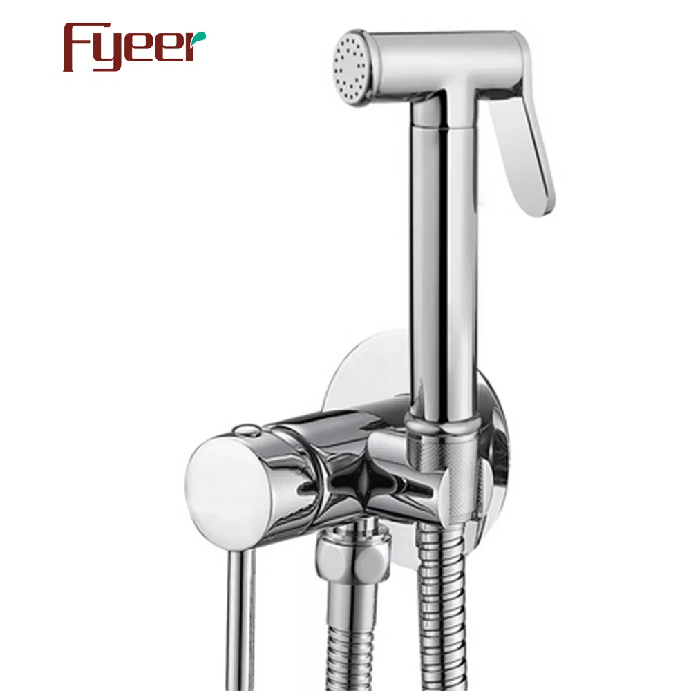 Fyeer Wall Mounted Brass Hand Shattaf with Mixer Valve