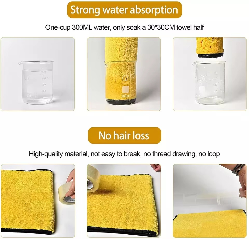 Microfiber High-Density Custom Logo Coral Fleece 600GSM 800GSM Strong Absorbent Car Wash Cleaning Drying Cloth for Washing Car