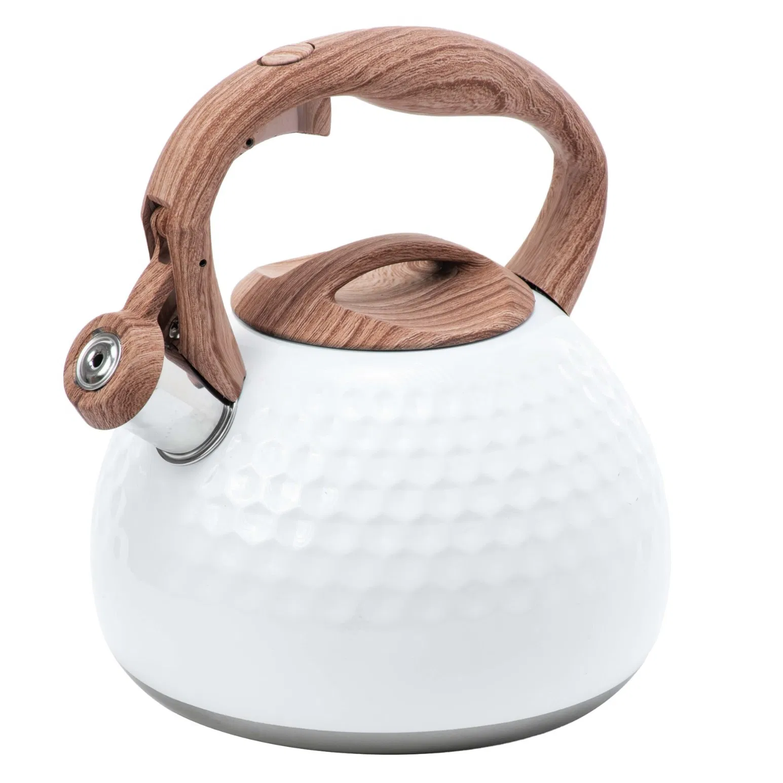 3L Stainless Steel Whistling Kettle with One-Touch Lid - Hammered Pattern Whistling Kettle for Stovetop and Induction Cookers