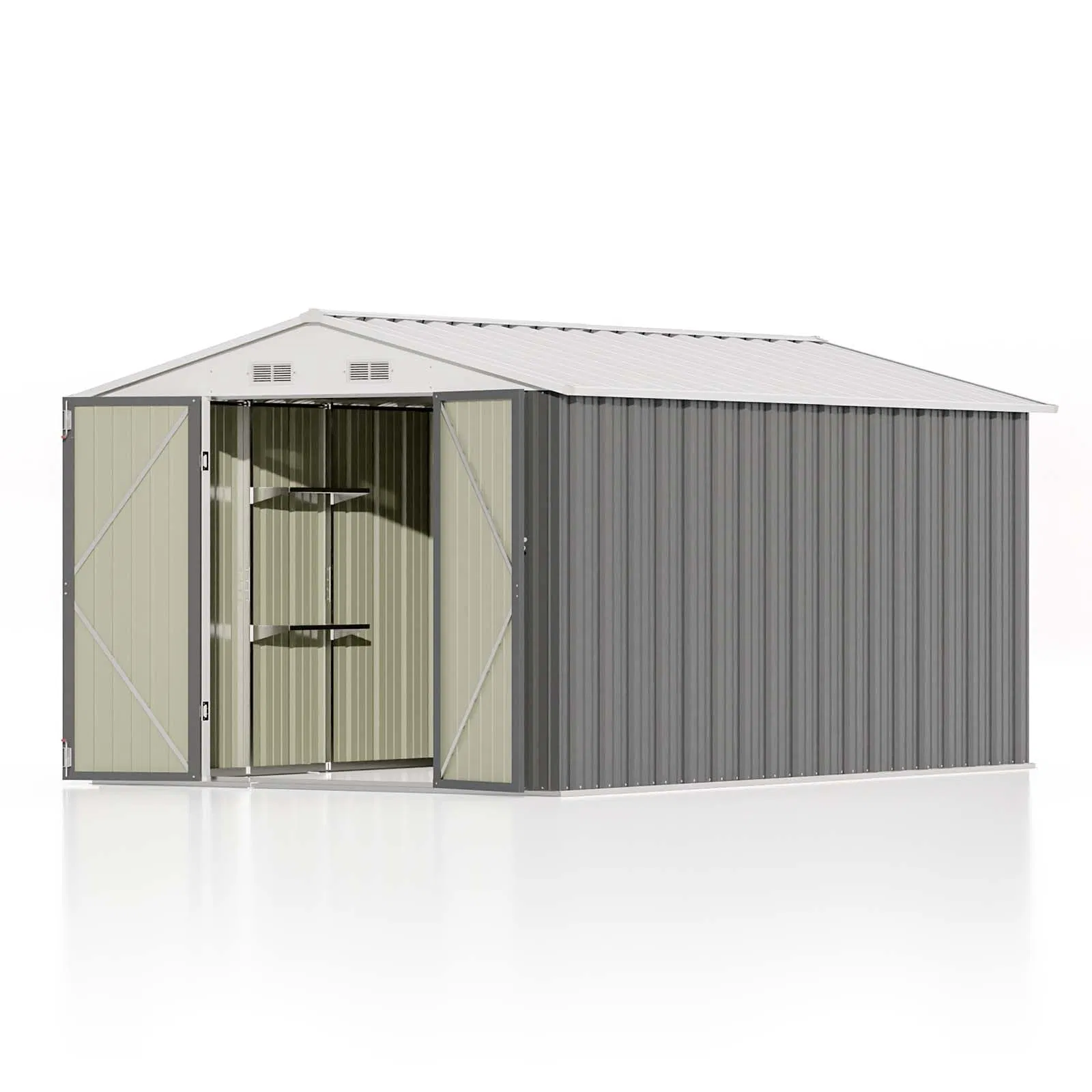 8' X 12' Metal Storage Shed for Outdoor with Detachable Storage Rack