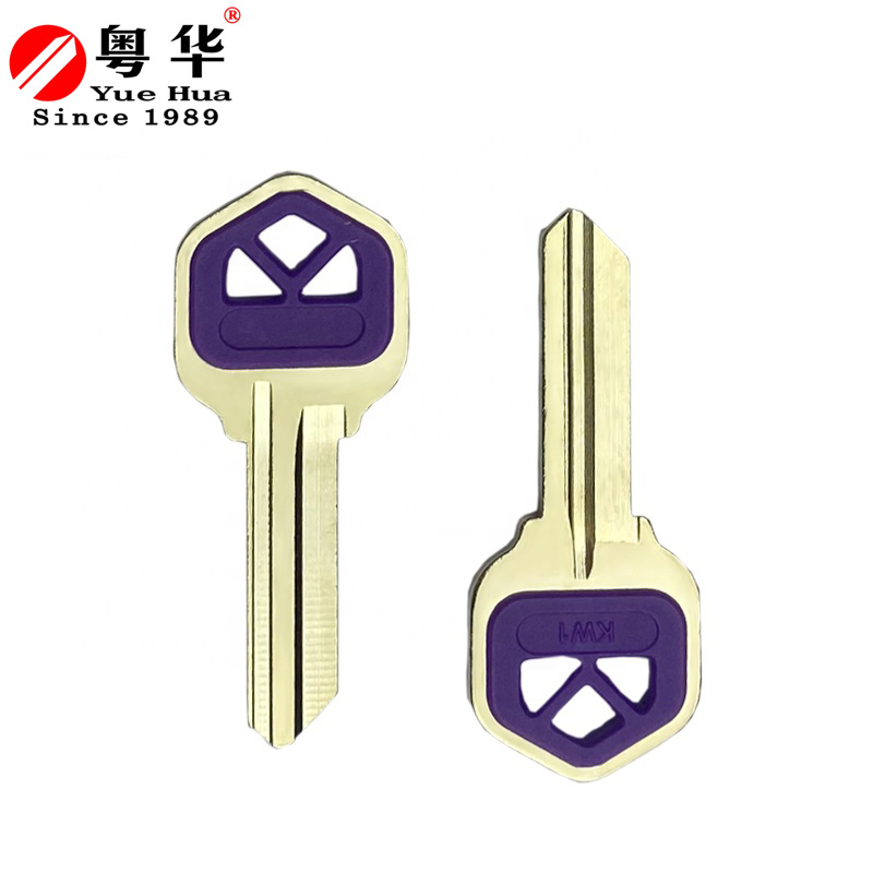 Free Sample Low Price Nickel Plated Kw1 Key Blank Brass Silver Color House Blank Key with Rubber Plastic Head Multi Color for Door Lock