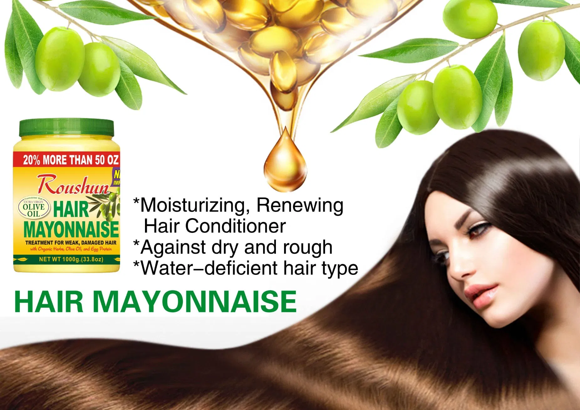 Roushun Olive Hair Treatmentfully Natural Smooth Moisturize Nutrition