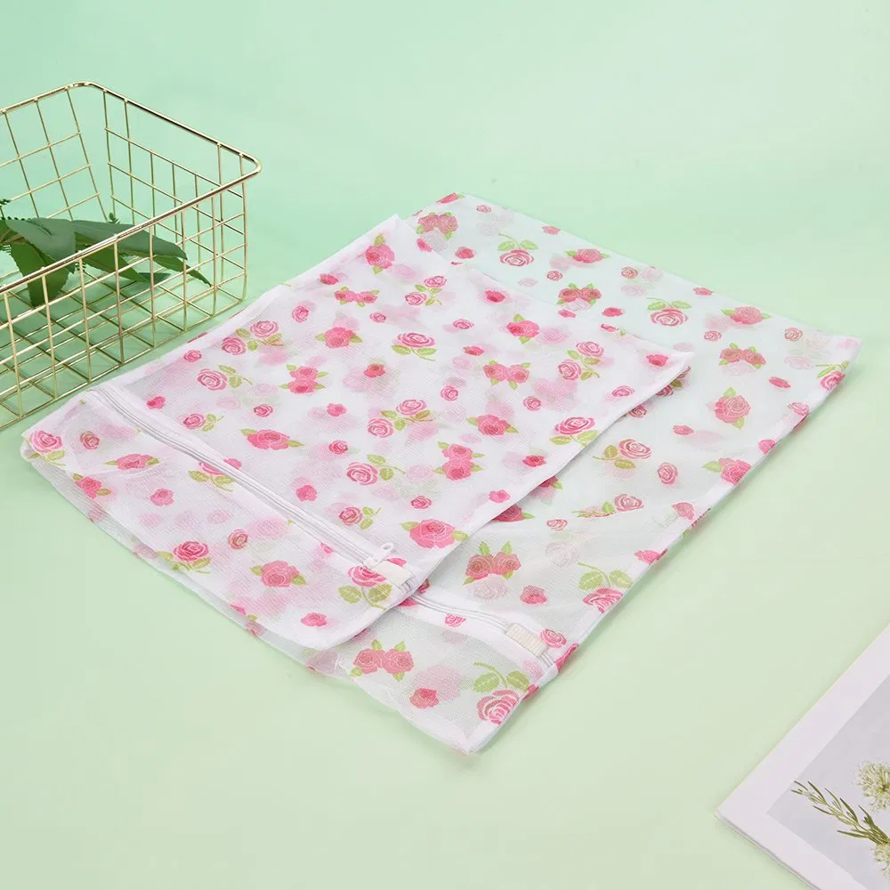 Printed Mesh Wash Bags with Zipper Travel Storage Laundry Bag