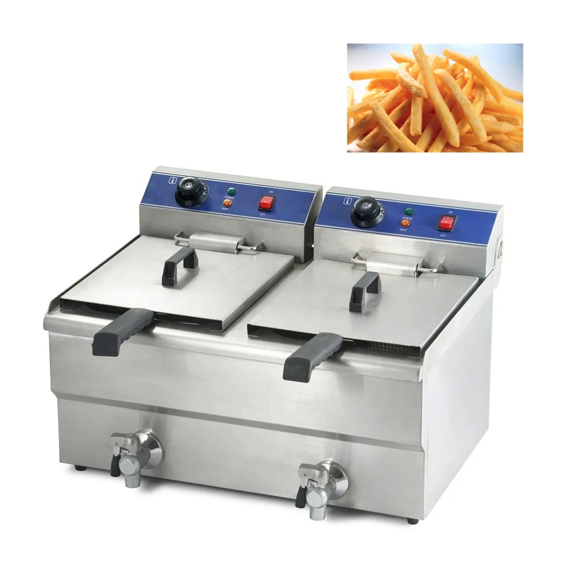 Good Quality Kitchen Appliance Double Tank 2-Basket Electric Fryer Machine for Business