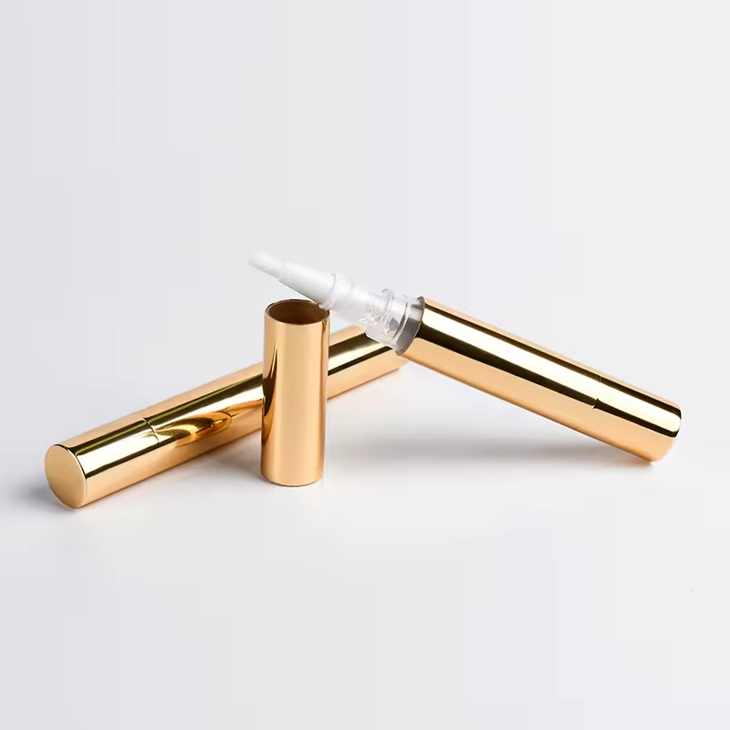 Hot Sale 1ml 2ml 3ml 4ml 5ml Golden Cosmetic Empty Nail Oil Glossy Pen with Brush