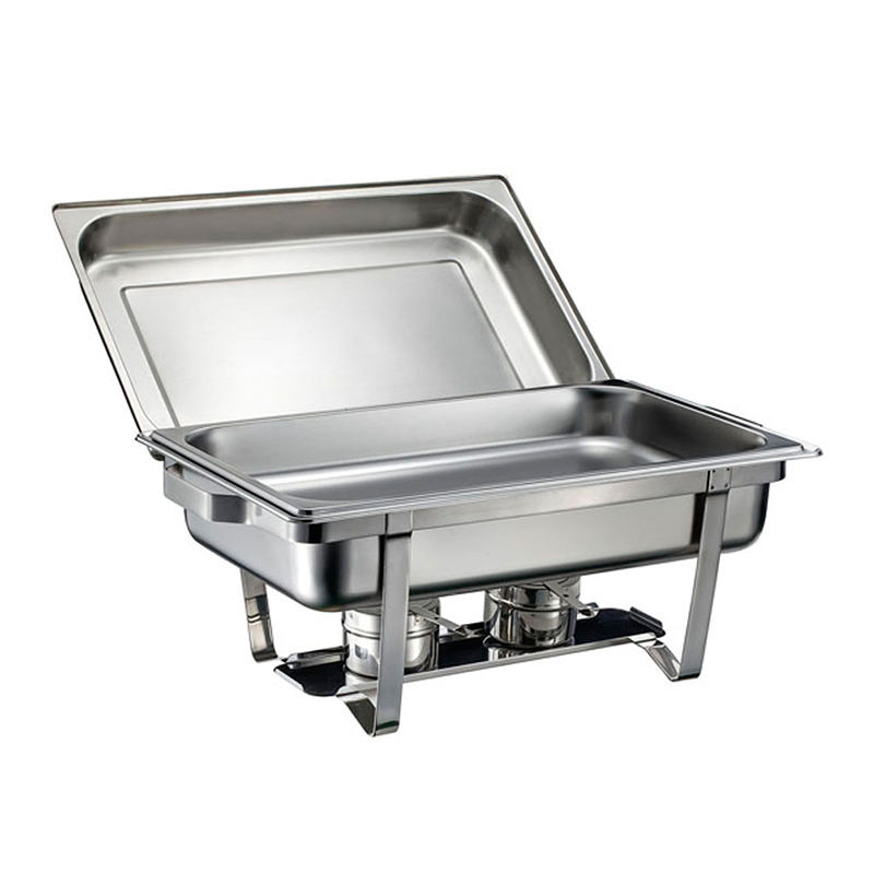 Factory Supply 9L Buffet Chafing Dish Food Warmers Display Rectangular Stainless Steel Goldplated Chaffing Dishes Wholesale