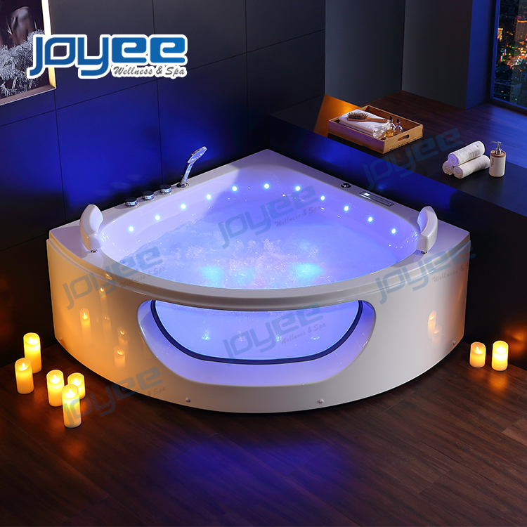 Joyee Bathroom Corner 2 Person Soaking SPA Bathtubs with 29 Jets Massage Whirlpool Tubs
