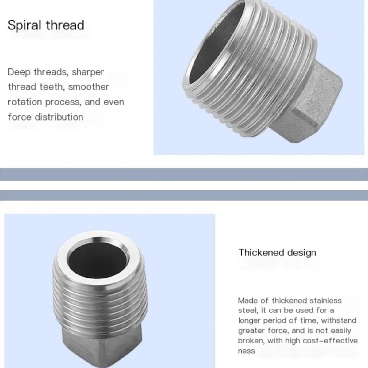 Stainless Steel 304 Cast Pipe Fitting, Square Head Cored Plug