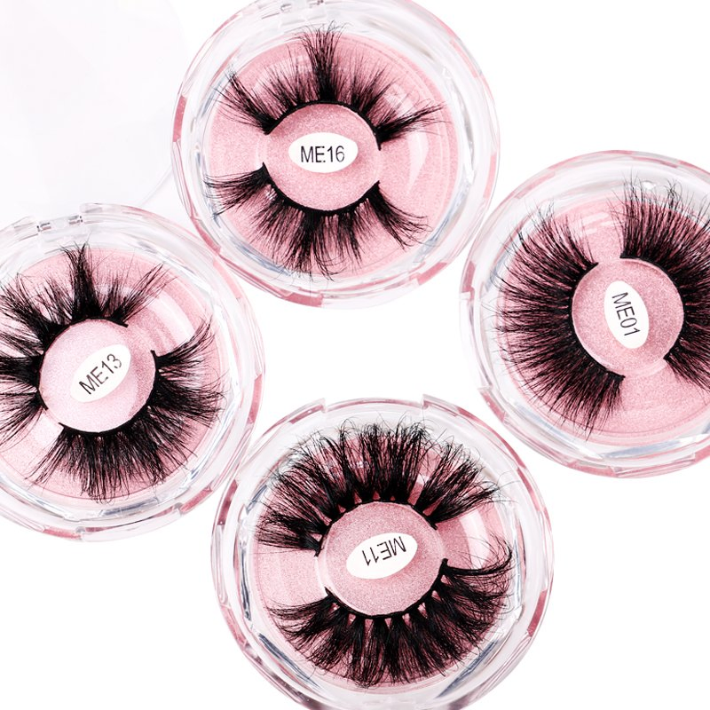 Wholesale Mascara Brush 5D Mink Eyelashes 25mm Lashes Pink Glitter Custom Box