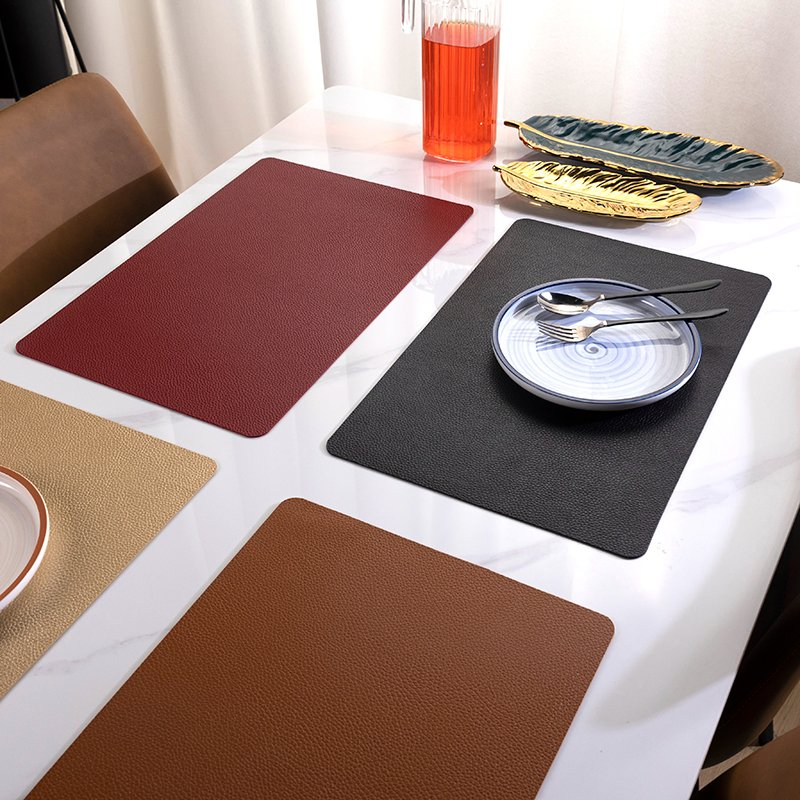 High Quality Waterproof PVC Leather Place Durable Plate Mats Dining Table Mats Faux Leather Dinner Plate Mat
