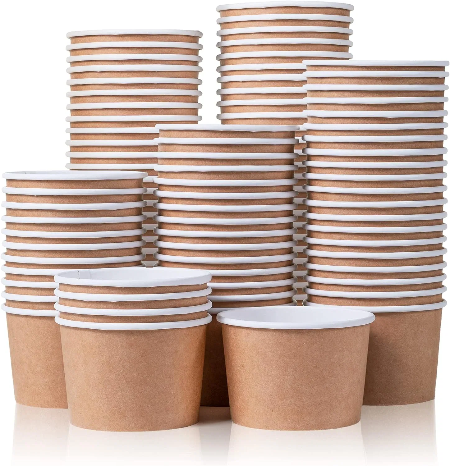 Paper Ice Cream Cups - 50-Count 9-Oz Disposable Dessert Bowls for Hot or Cold Food, 9-Ounce Party Supplies Treat Cups for Sundae, Frozen Yogurt, Soup, Brown