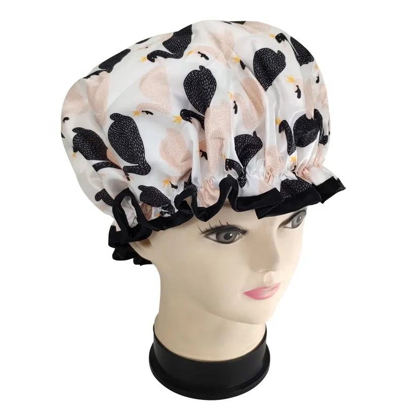 Factorydirect High Quality Cartoon Shower Caps Low MOQ Large Enough Elastic Double Layer