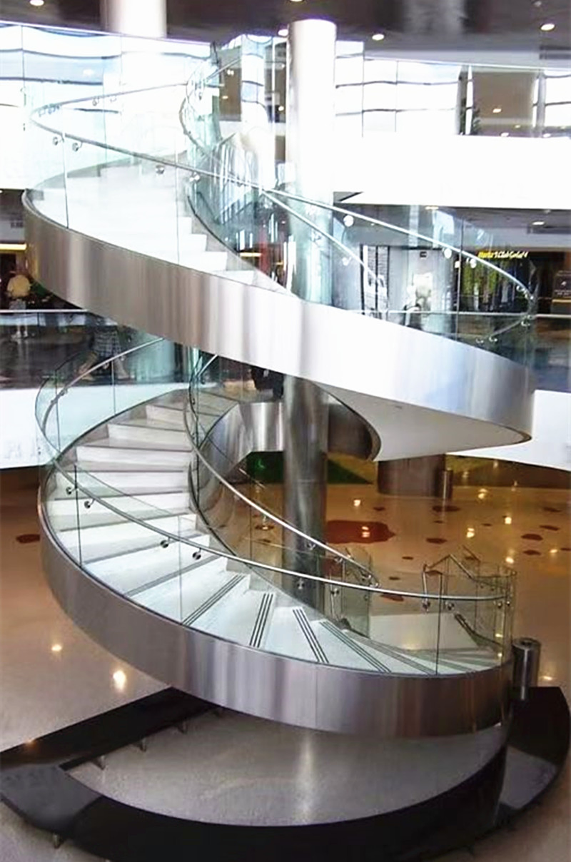 Premium Indoor Metal Staircase with Wooden Steps and Glass