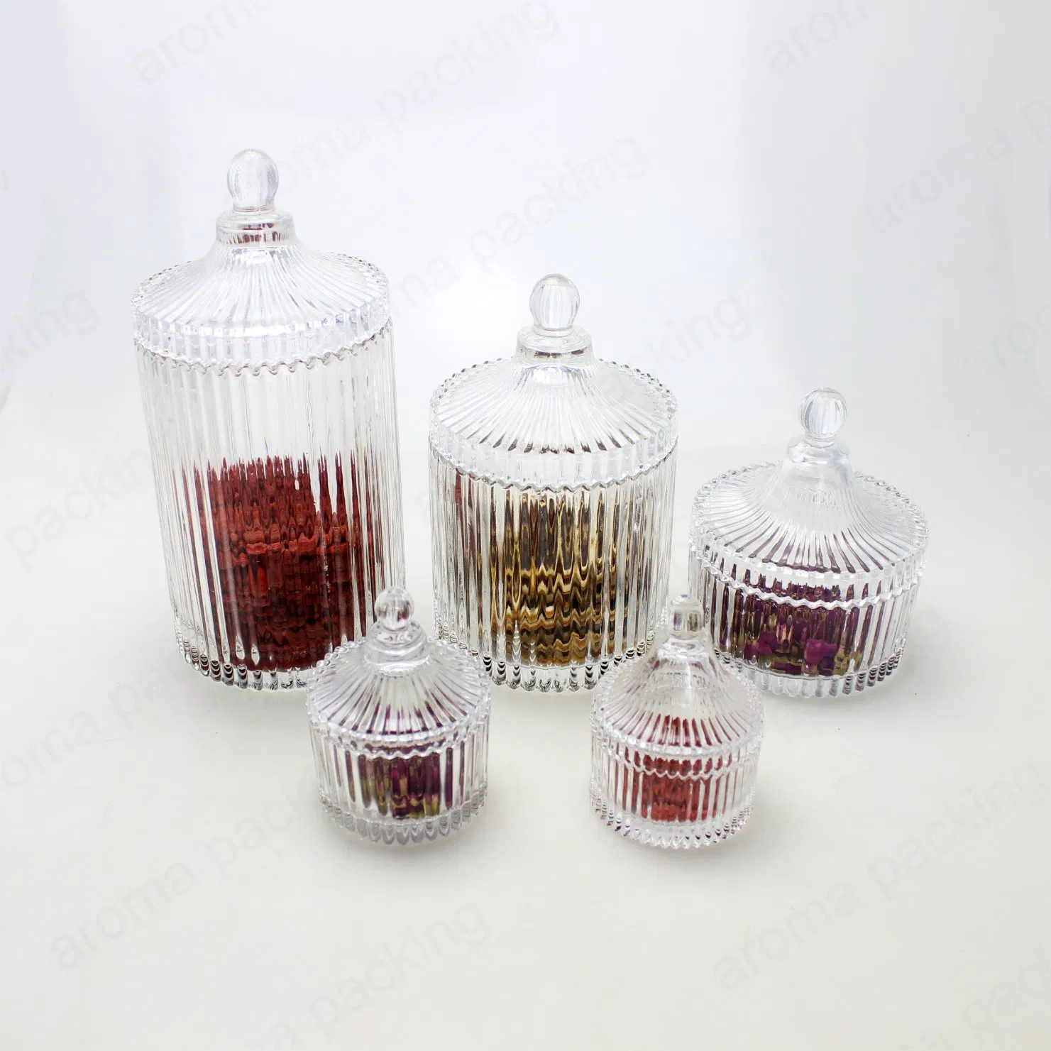 Wholesale Transparent Empty Glass Candy Jar for Food Storage