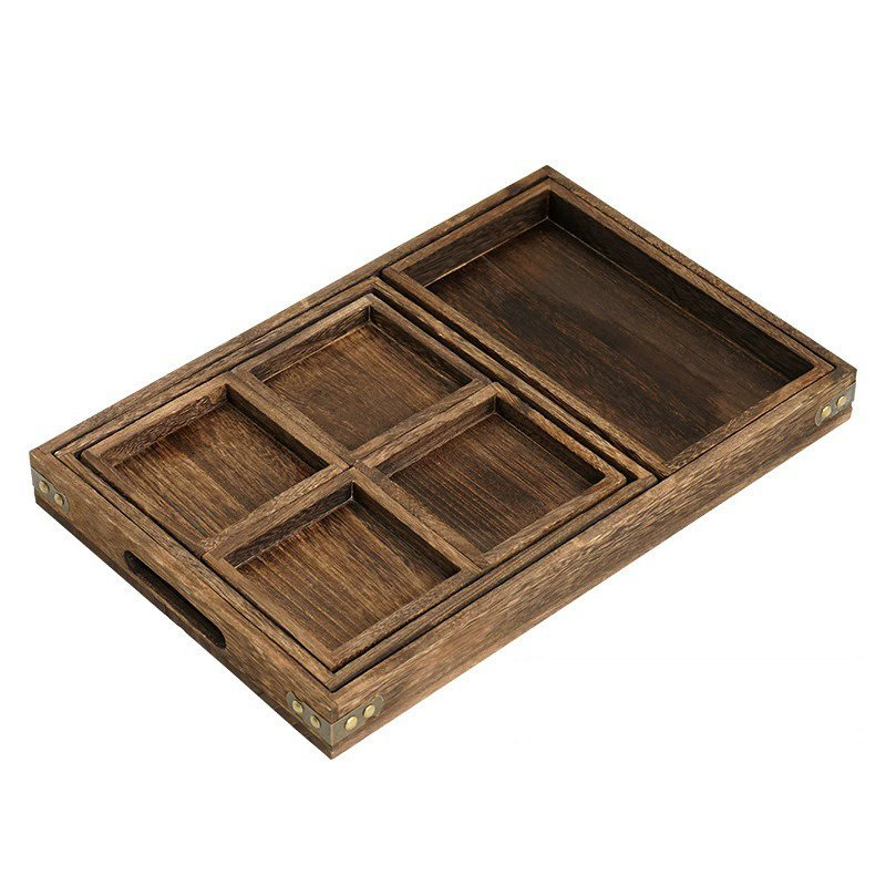 Rectangular Square Household Dinner Plate Hotel Restaurant Bamboo Water Cup Photo Prop Tray Wooden Tea Set Wood Tray