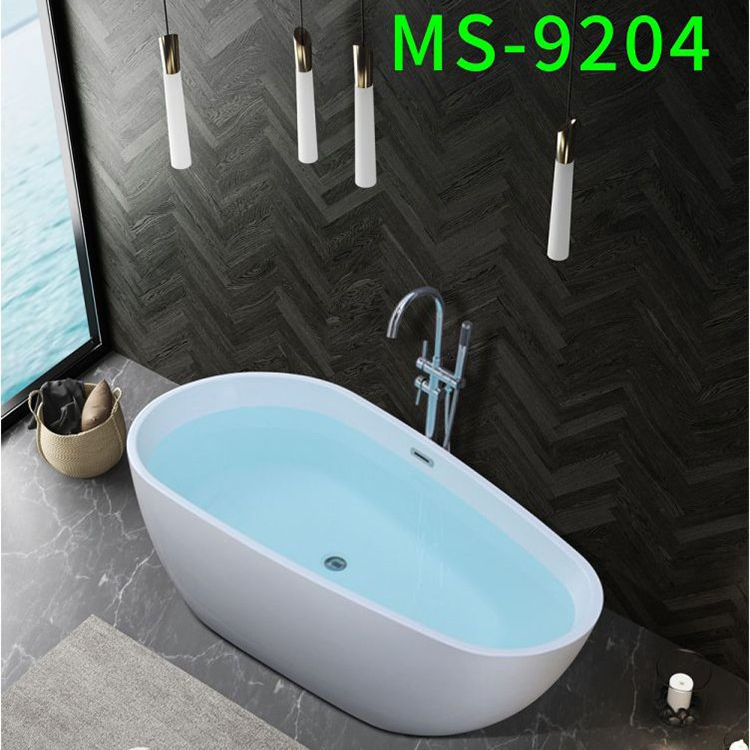 2023 Eco-Friendly Materials Narrow Rim Border New Design Free Standing Ellipse Shape Bathtub White or Black Color Bath Tub