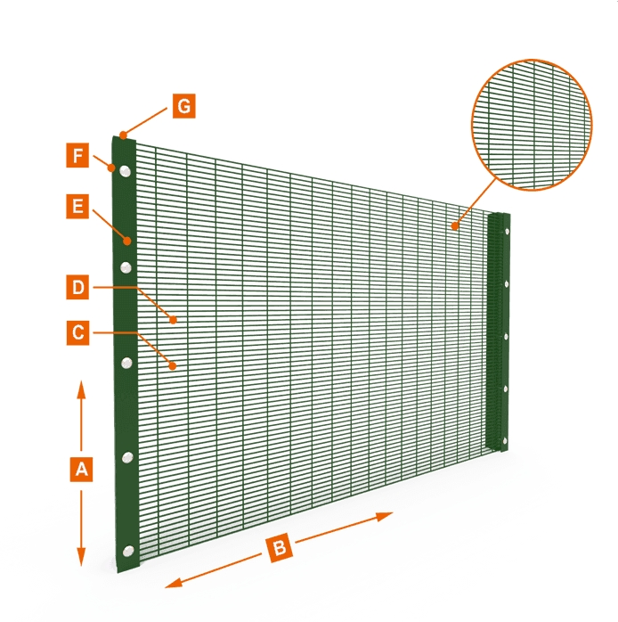 High Security 358 Welded Wire Mesh Boundary Fence Panels