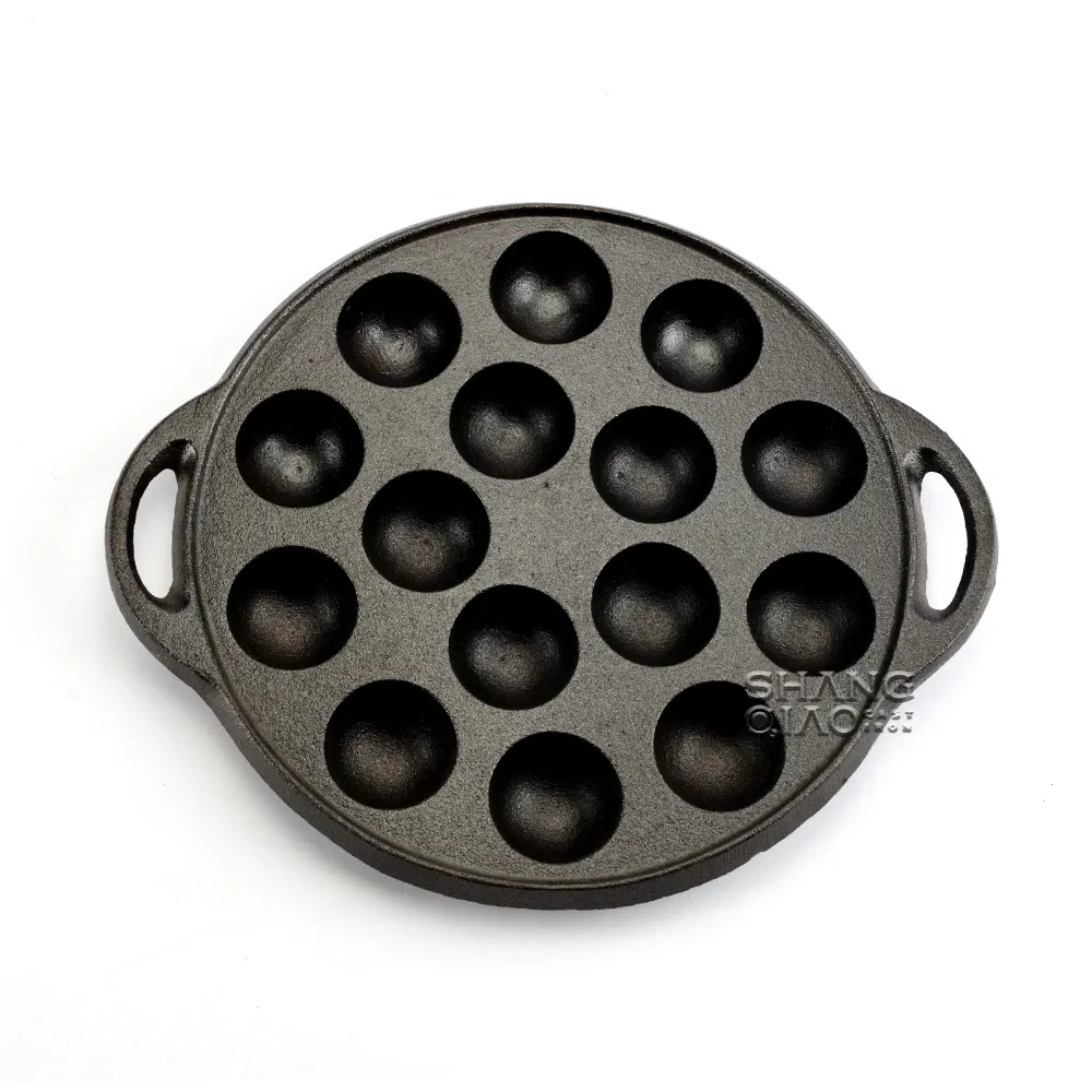 Hot Sale Black Pre-Seasoned 15holes Cast Iron Octopus Ball Pan Takoyaki Poffertjes Pan