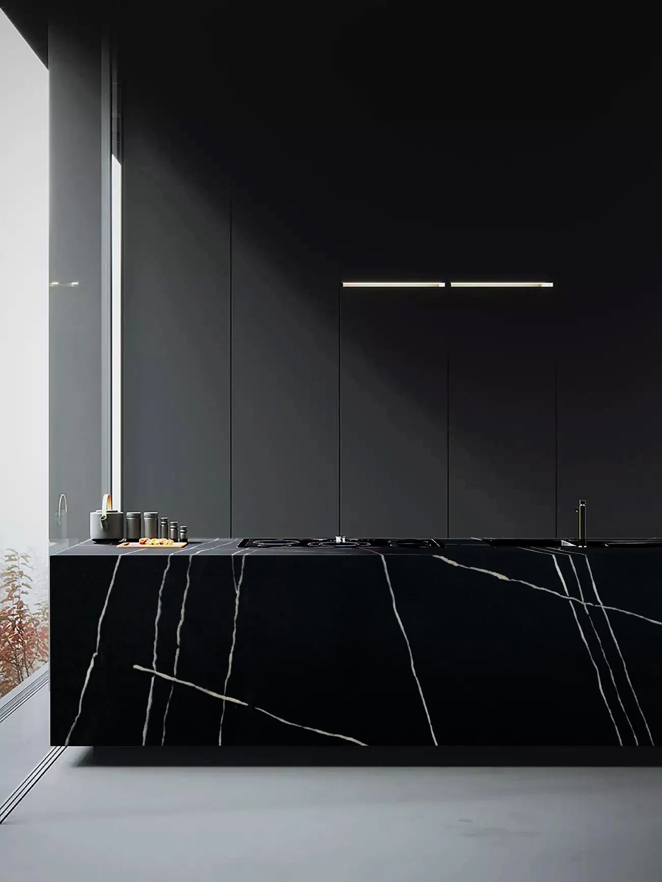 High Class Black Marble Granite Artificial Quartz Stone Slab Factory