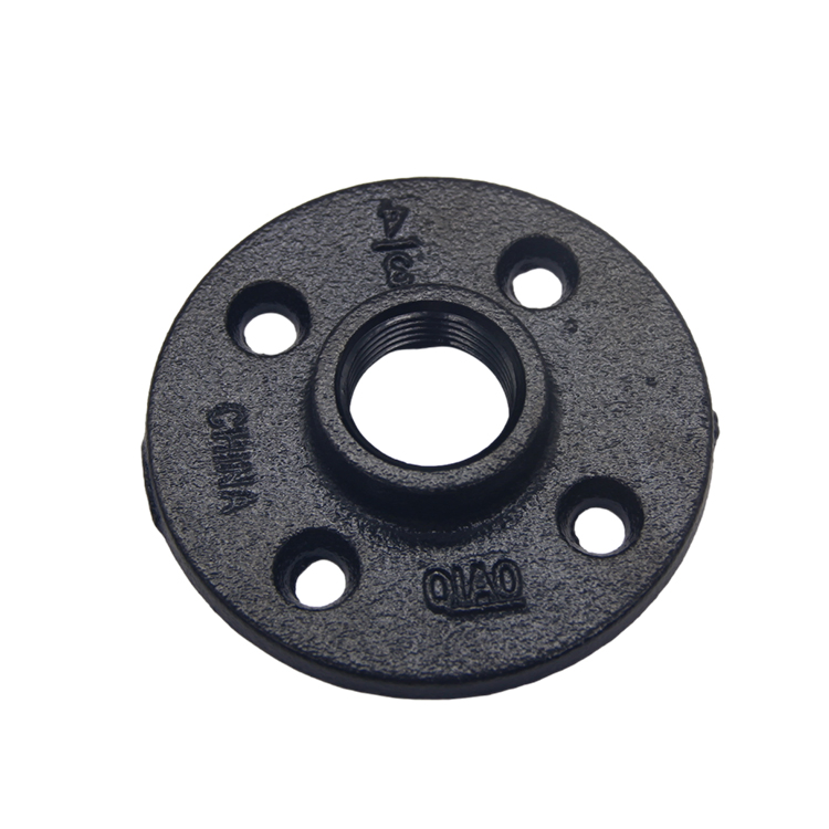 Floor Flange Pipe Fittings 1/2 Inch Industrial Pipe Flange Black Malleable Iron Flange Pipe Fittings Threaded Decorative Plumbing Flange for DIY