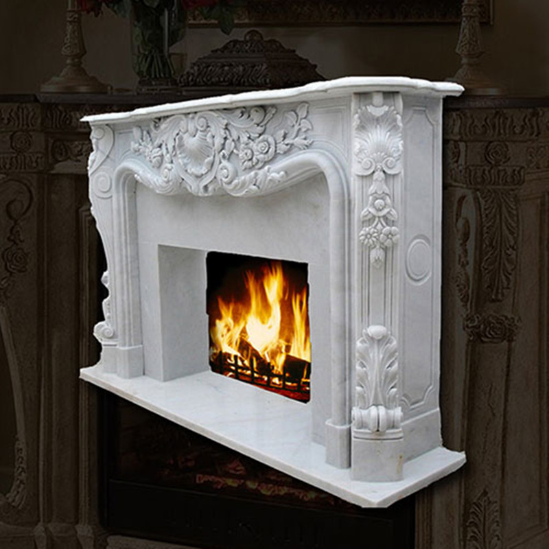 Home Decoration Natural Marble Fireplace Mantel Solid Stone Fireplace Surround