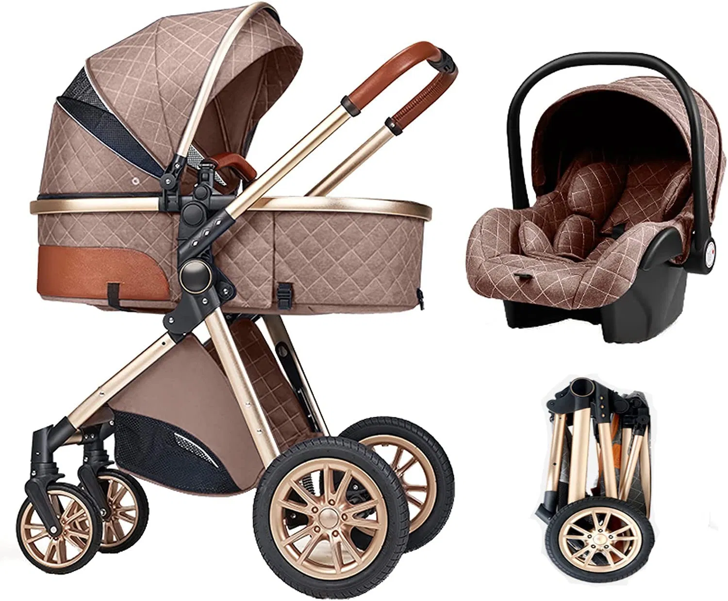 Multiple Position Reclining Seat New Luxury 2-in-1 Baby Stroller Made in China