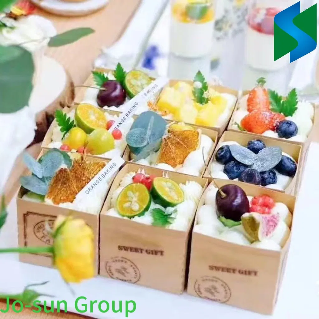 Jo-Sun New Kraft Paper Square Mousse Cake Cup High Temperature Dessert Bread Packaging Box