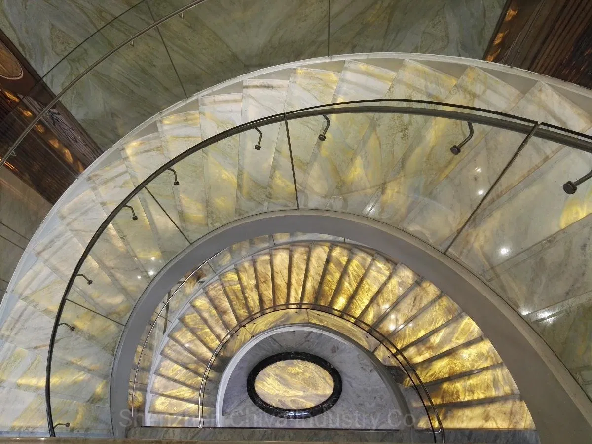 Blue Marble Onyx Staircase Solid Stone Translucent Internal Stair/Tiles Steps/and/Risers