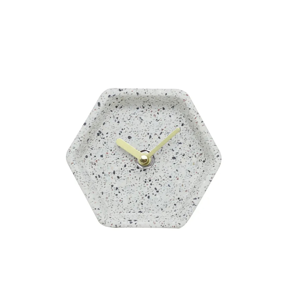 Unique Creative Triangle Resin Cement Clock for Hotel Coffee Office Desk Table Clock Custom Factory