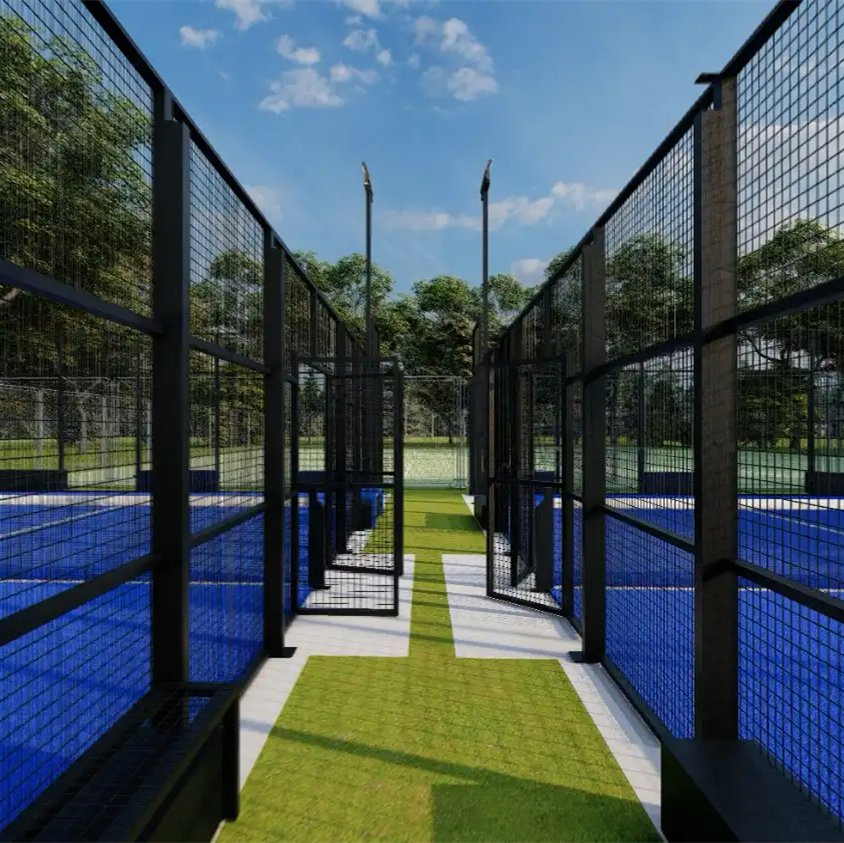 Premium Panoramic Outdoor Padel Court in Blue Single Tennis Court for Construction Sports Use