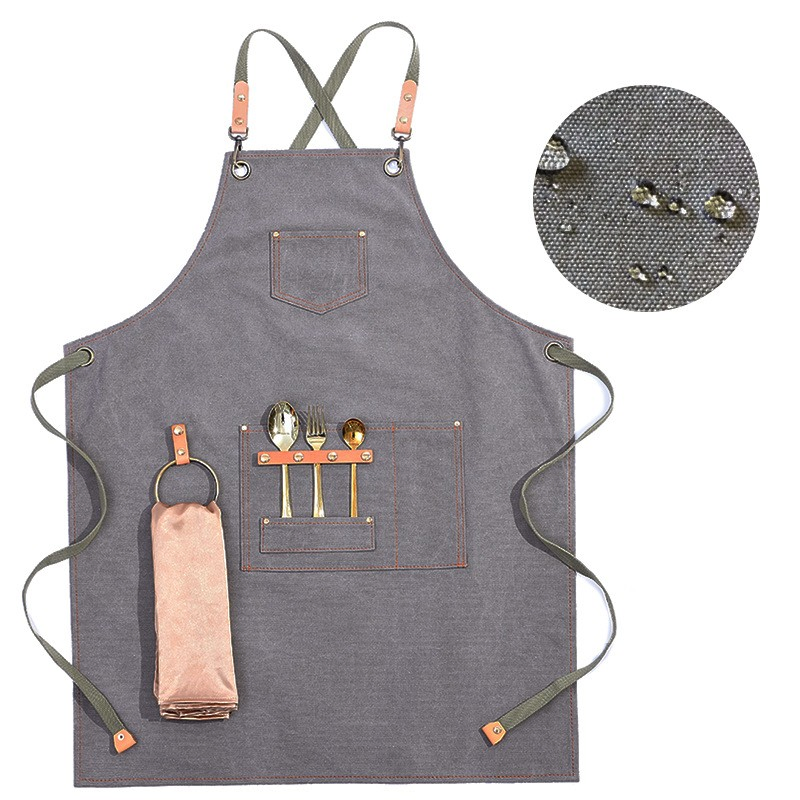 Factory Custom Thick Canvas Apron Gardening Waterproof Work Apron Home Kitchen Barbecue Apron Support Custom Logo