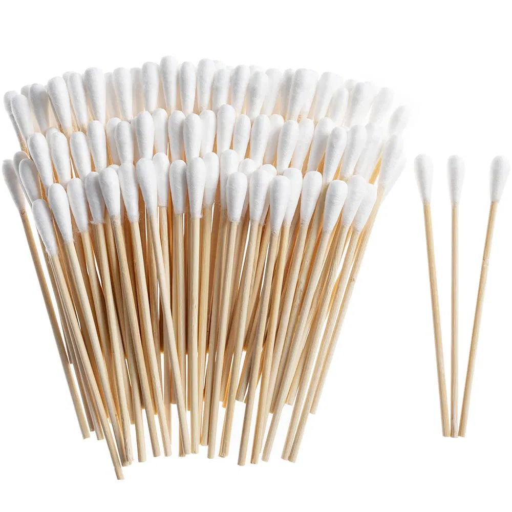 Disposable Ear Cleaner Makeup Q Tips Wooden Bamboo Wooden Stick Cotton Buds Cotton Swabs for Daily Used