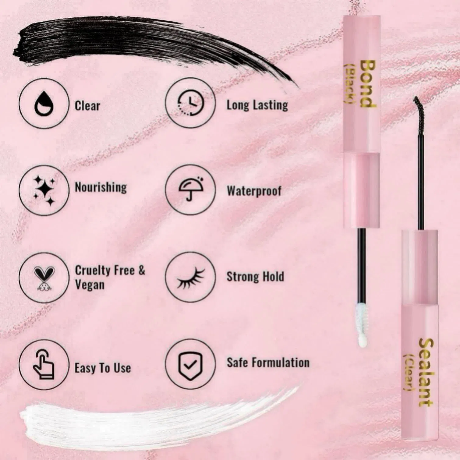 2-in-1 Eyelash Adhesive with Long-Lasting Clear Seal for Extensions