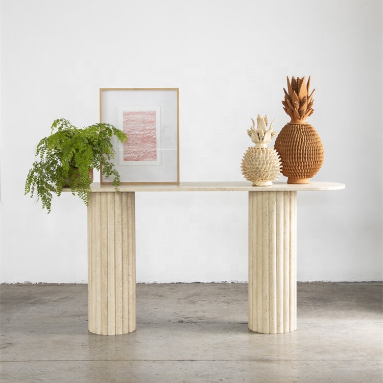 Консоль настенная черная с золотом мрамор травертин премиум