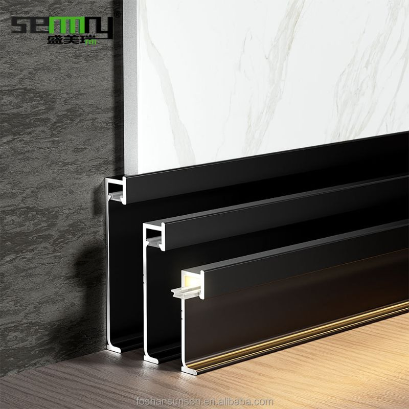 Aluminum Skirting Board with LED Strip Profile Flooring Accessories Baseboard