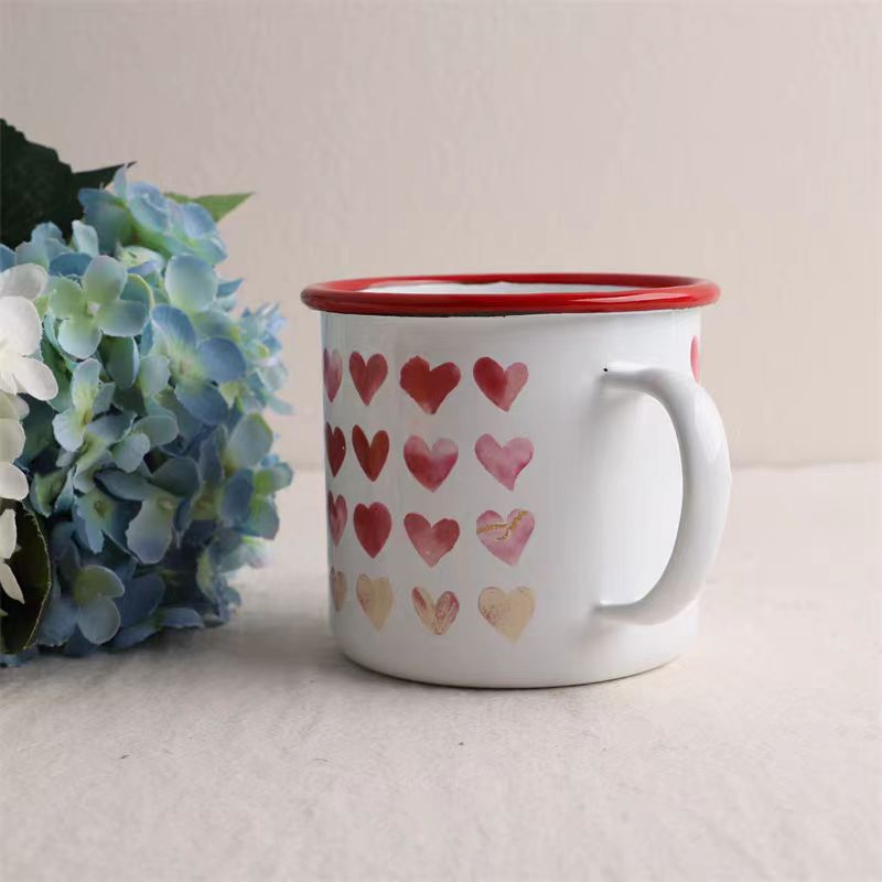 Customize Outdoor Camping Enamel Coffee Mugs Milk Mugs 350ml with Custom Design