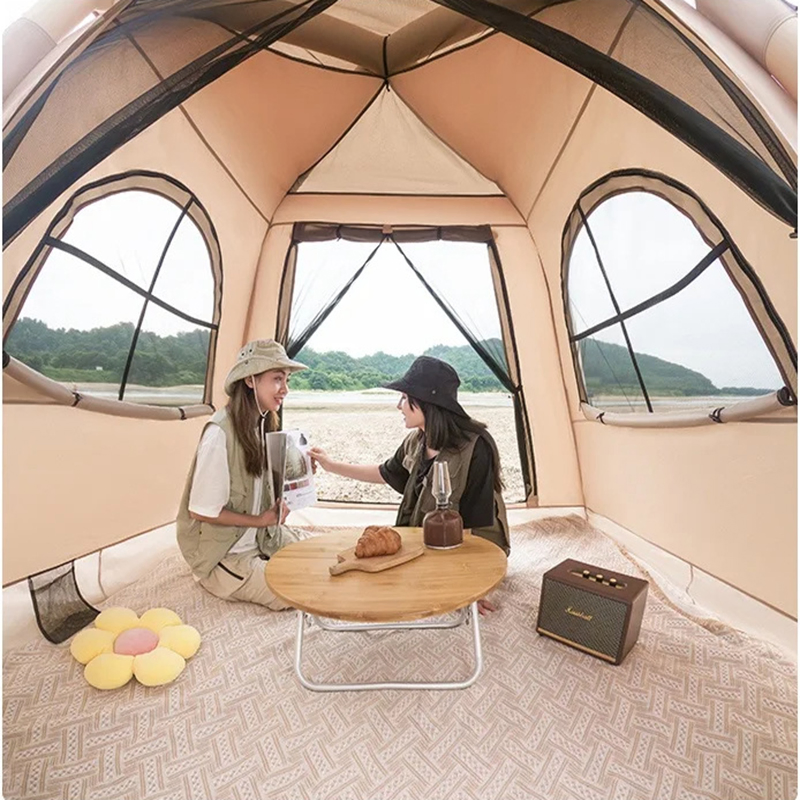 Amazon Hot Sale Brown Glamping Tent 2025 Camping Inflatable Tent with Guy Line