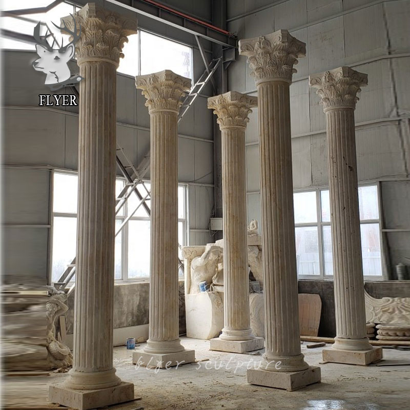 Outdoor Exterior Decoration Natural Solid Marble Building Pillar Columns