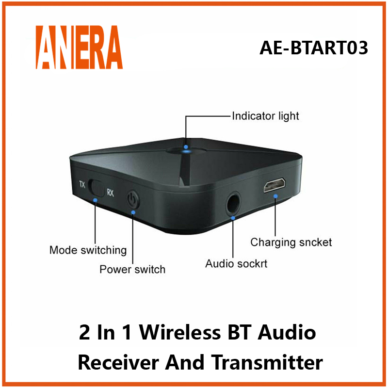 Anera Wireless Bluetooth Audio 2 in 1 Receiver/Transmitter Car Music Audio Bt Adapter for Car TV Earphone