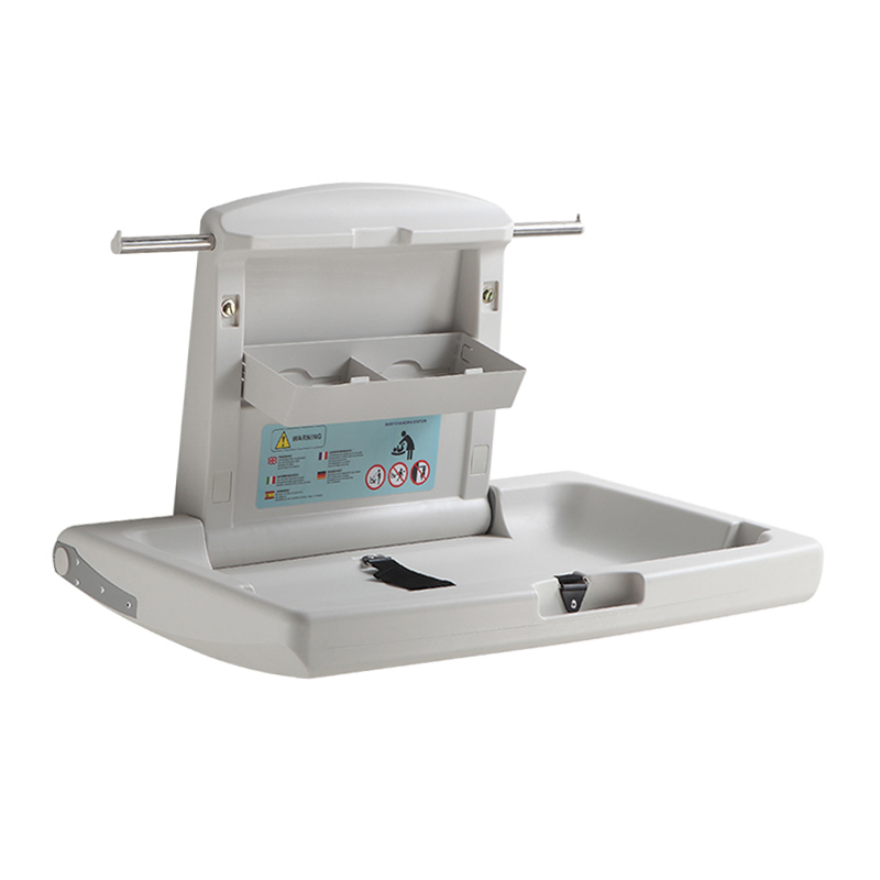 Kuaierte White Granite Horizontal Wall Mounted Sturdy Durable with Safety Straps Supports up to 220 Lbs. Baby Changing Diaper Station