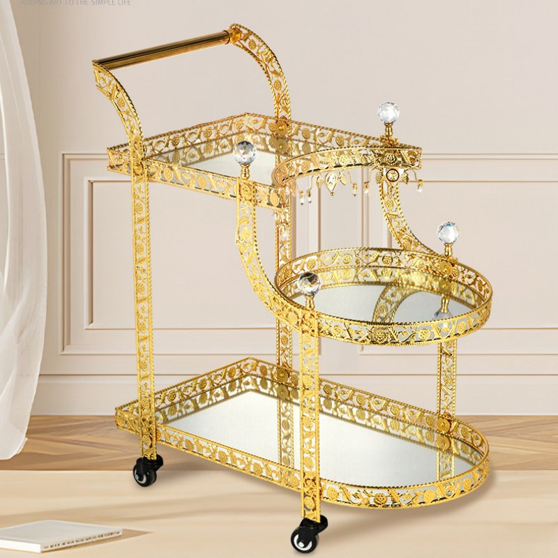 Hotel Dining Cart Party 3rd Floor Golden Wedding Dining Cart Metal Handcart