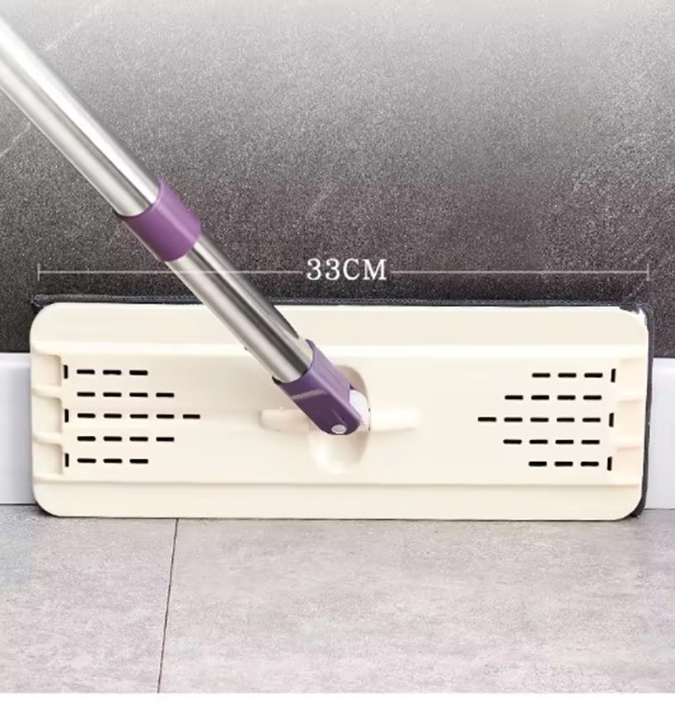 Hands Free Flat Floor Mop and Bucket with Wringer Set, 3 Washable Microfiber Pads Wet and Dry Use, Floor Cleaning System for Home