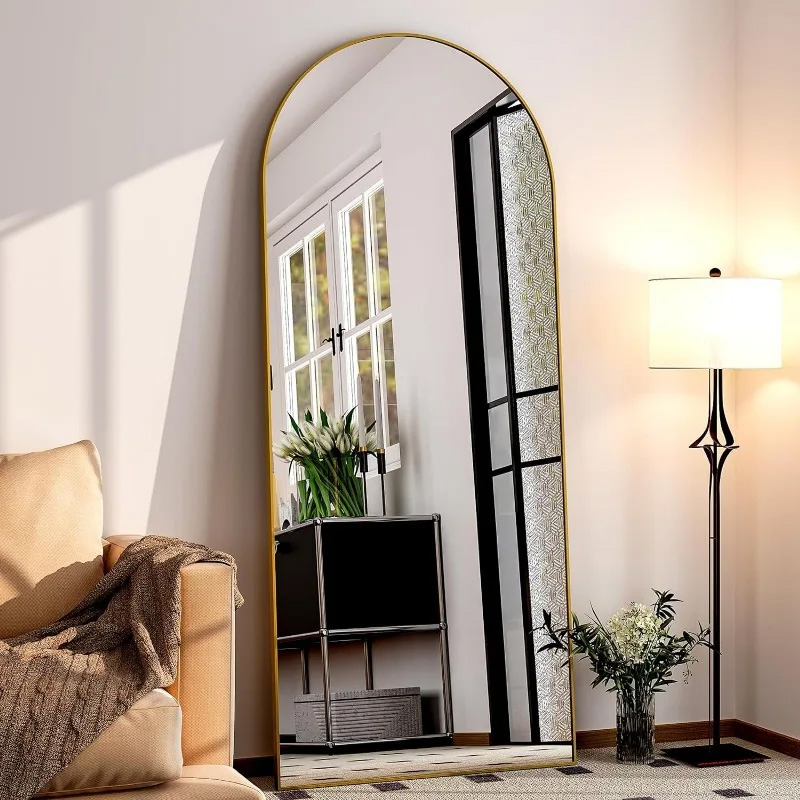 Extra Large 120*60 Cm Arched Full-Length Mirror-Wall-Mounted or Leaning Mirror with Aluminum Alloy Frame-Modern and Simple Home Decor