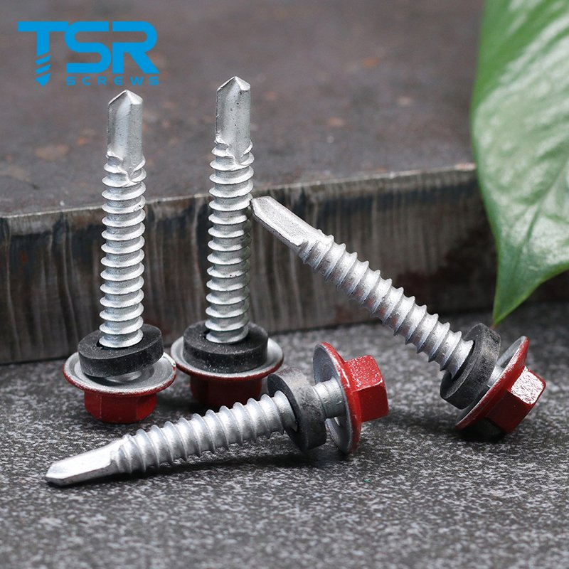 DIN7504K Metal Steel Dacromet Color Painted Hex Washer Head Roofing Screw