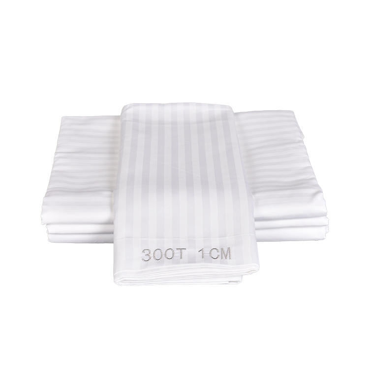 Hot Hotel Custom 1cm Stripe Pure Cotton King Size Bed Sheets