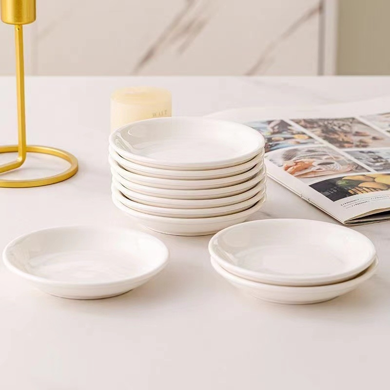 Saucer Soup Bowl Plate Square Round Shape White Ceramic Porcelain Tableware