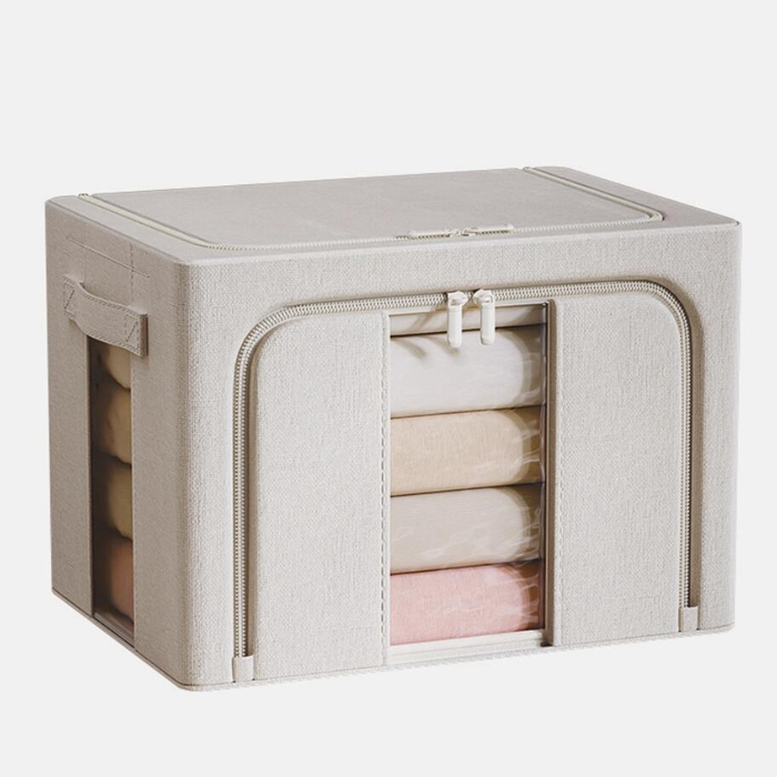 3 Openings Clothes Storage Bins with Metal Frame and Lid